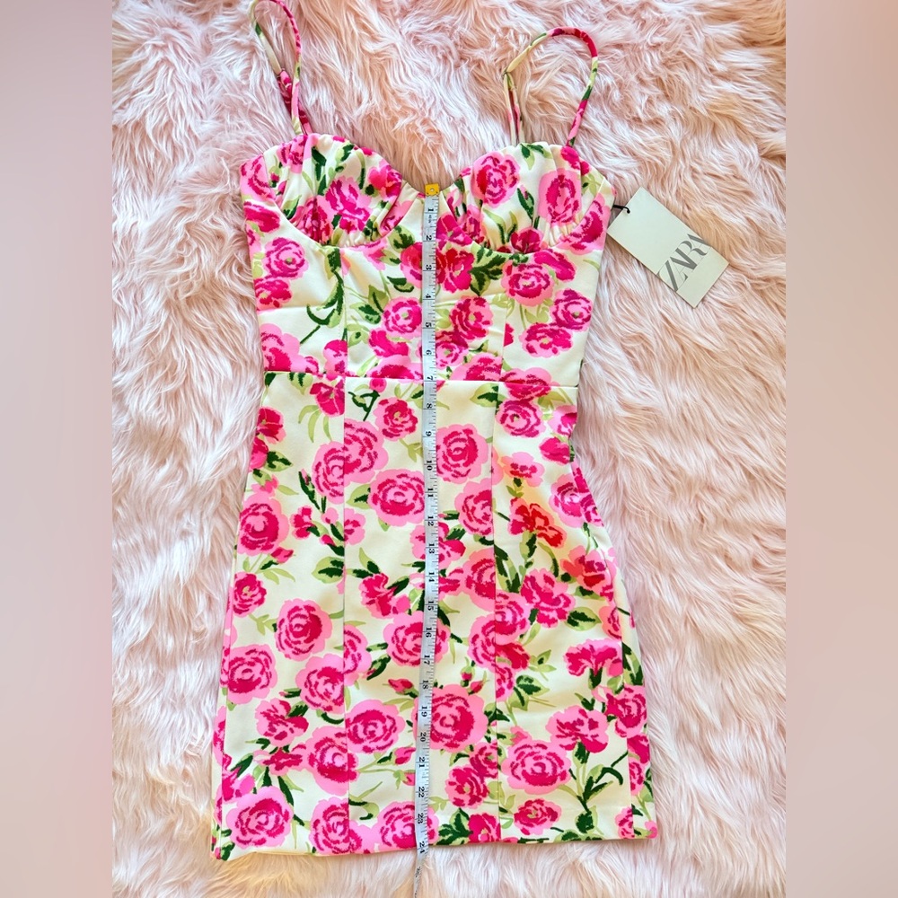 Zara Pink Floral Mini Dress - Picture 4 of 4